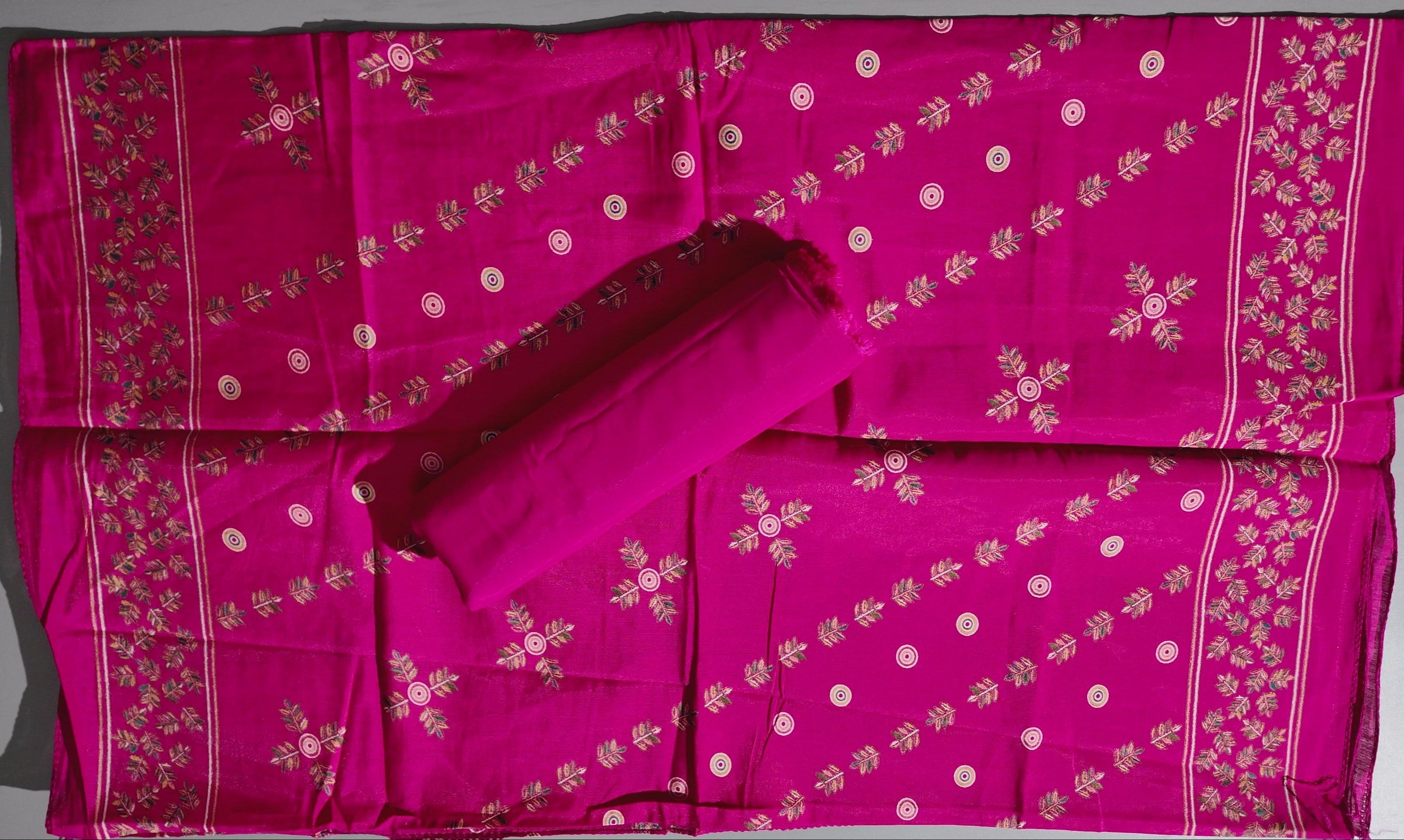 Vibrant Fuchsia Brocade Suit with Ornate Embroidery