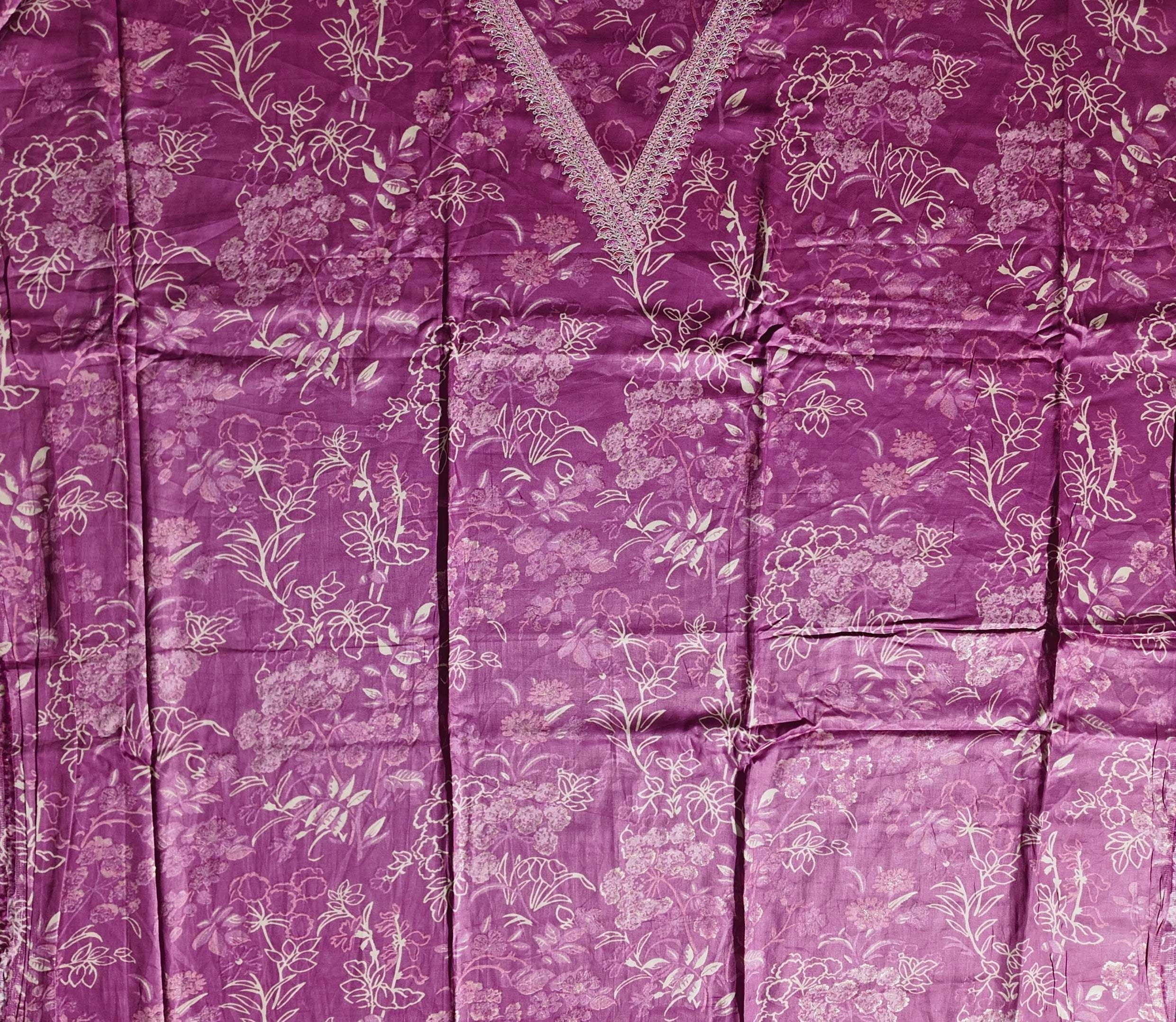 Floral Symphony: Unstitched Fuchsia Charm Suit