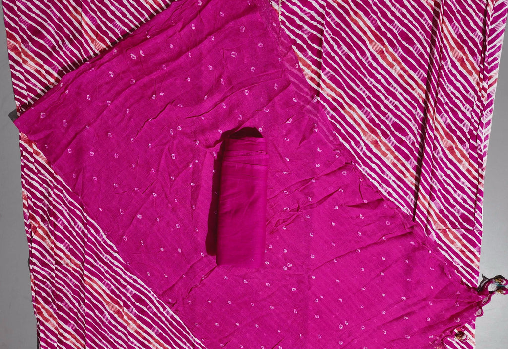 Vibrant Fuchsia Symphony: Unstitched Suit for Festive Flair",