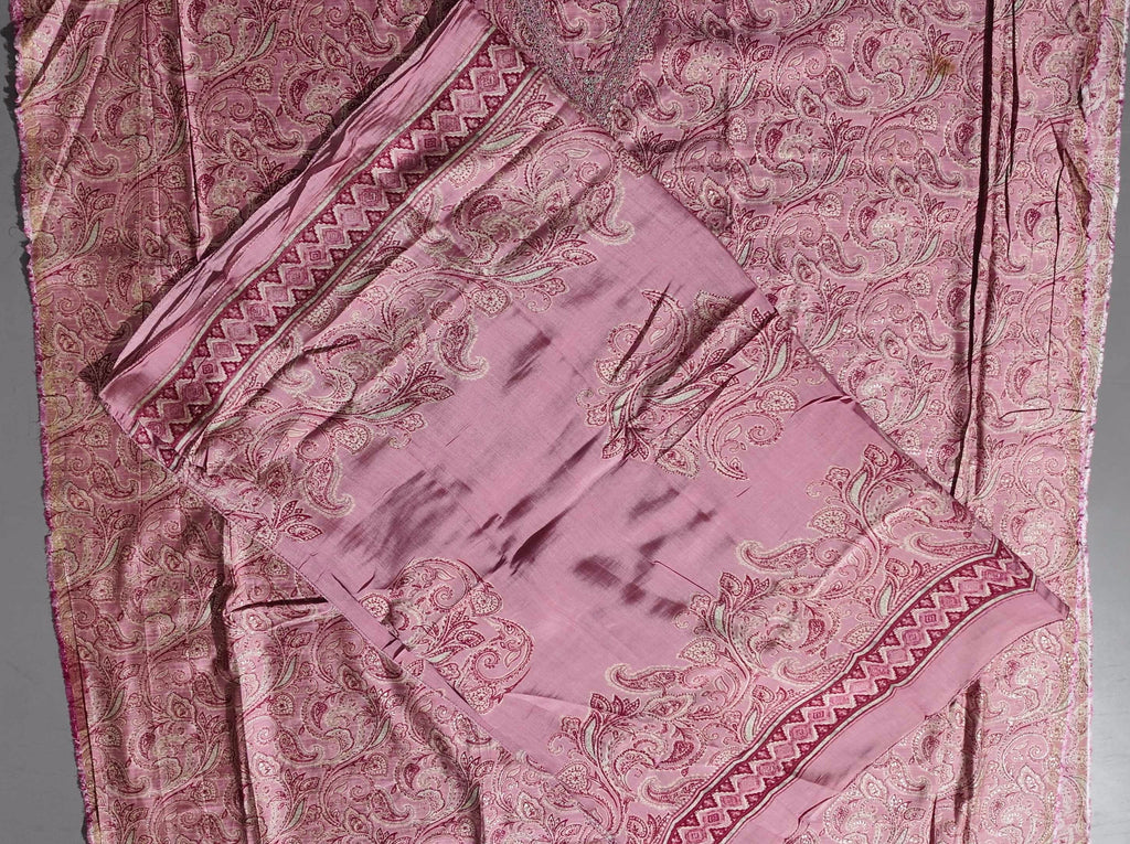 Blossom Allure: Pink Paisley Unstitched Suit