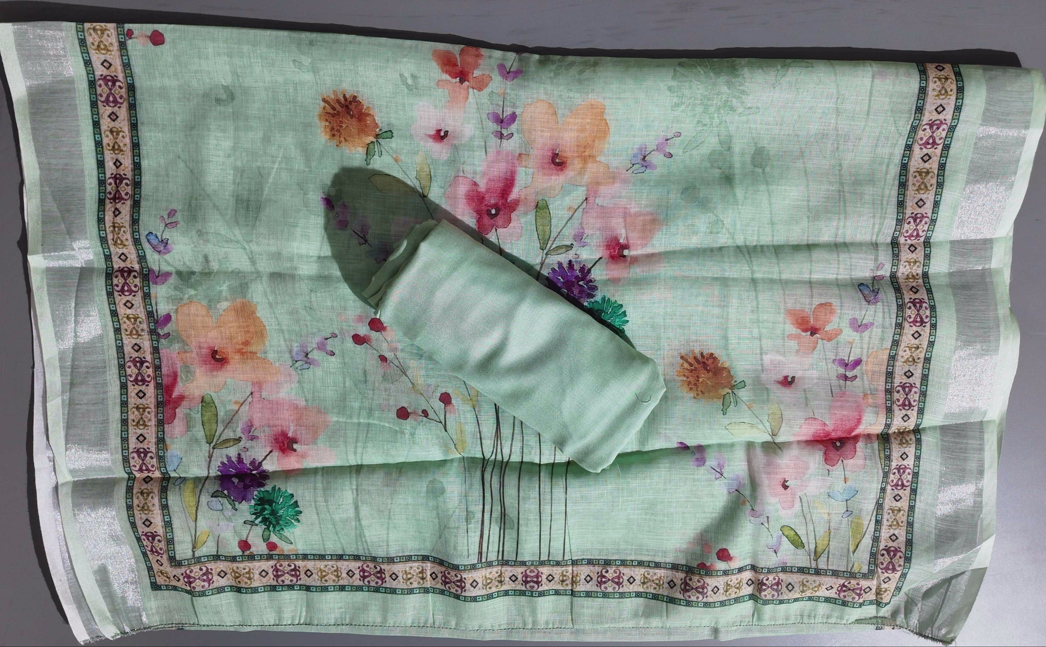 Blossom Dream: Artistic Unstitched Suit with Floral Elegance