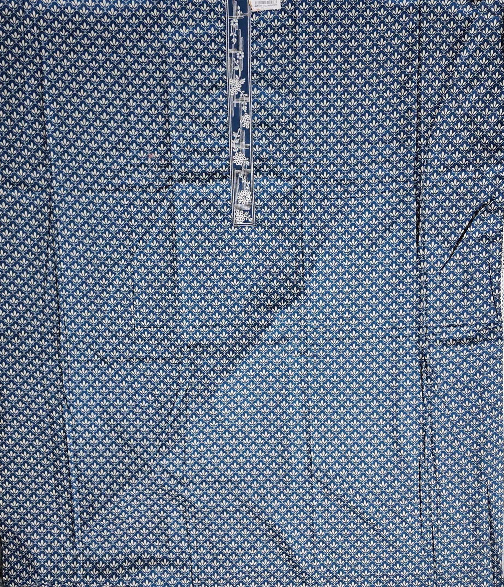 Midnight Blooms: Indigo Unstitched Suit for Festive Gatherings",