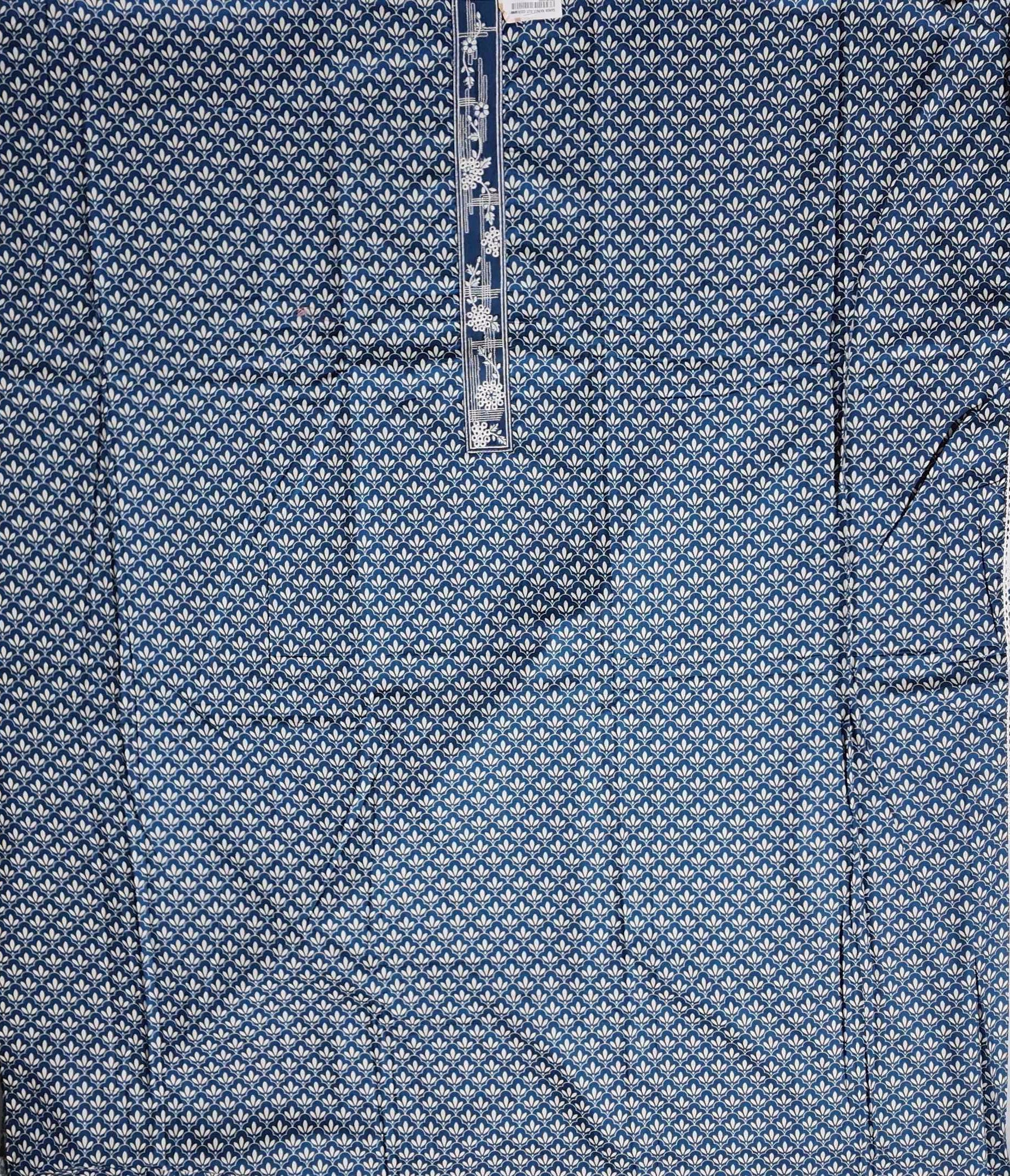 Midnight Blooms: Indigo Unstitched Suit for Festive Gatherings",