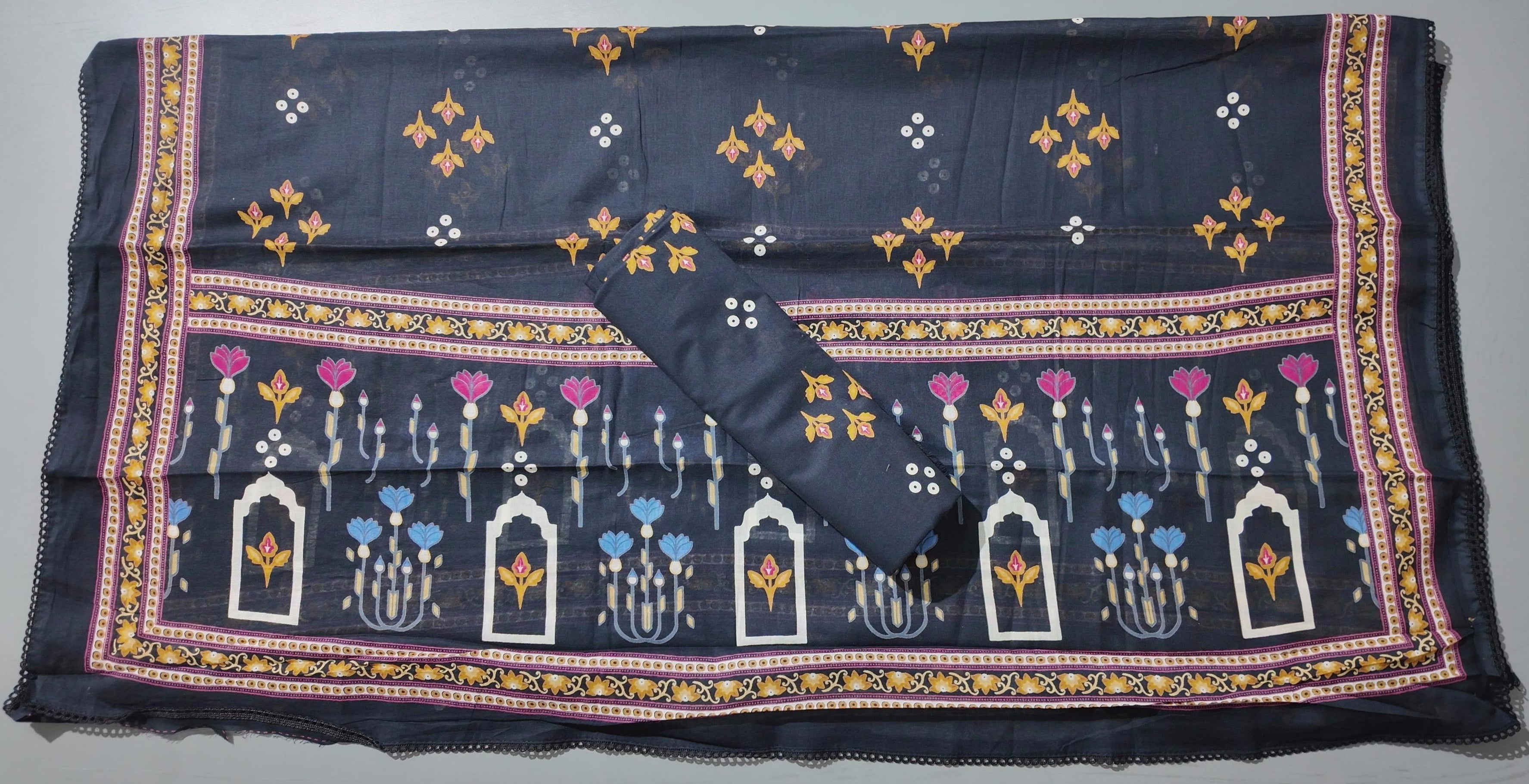 Midnight Blossoms: Artisanal Unstitched Suit Delight",