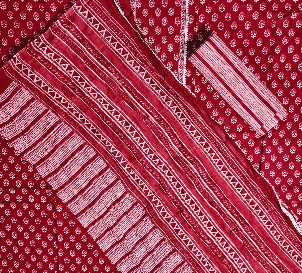 Crimson Bloom: Unstitched Suit for Stylish Comfort