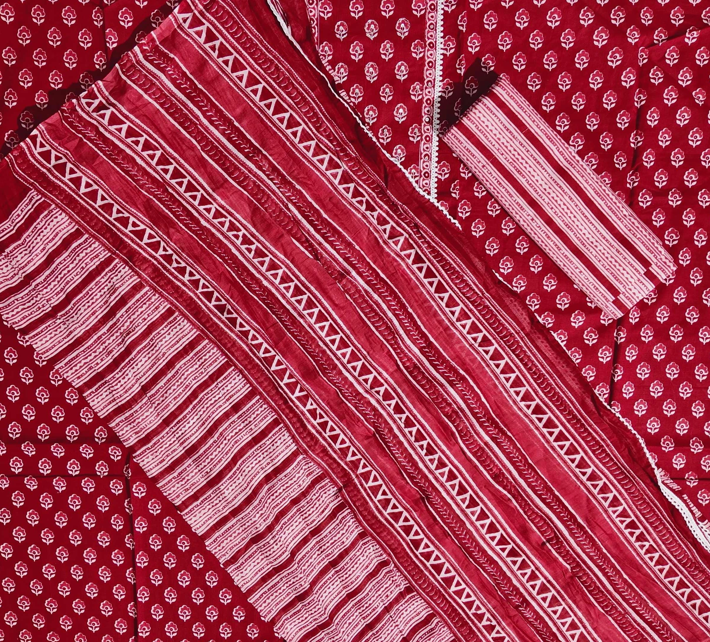 Crimson Bloom: Unstitched Suit for Stylish Comfort