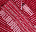 Crimson Blossom Unstitched Suit with Intricate Craftsmanship