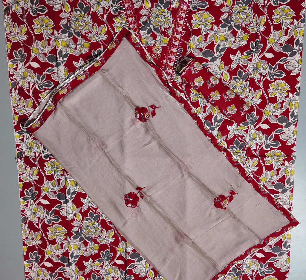Blooming Festive Unstitched Suit – Vibrant Floral Delight