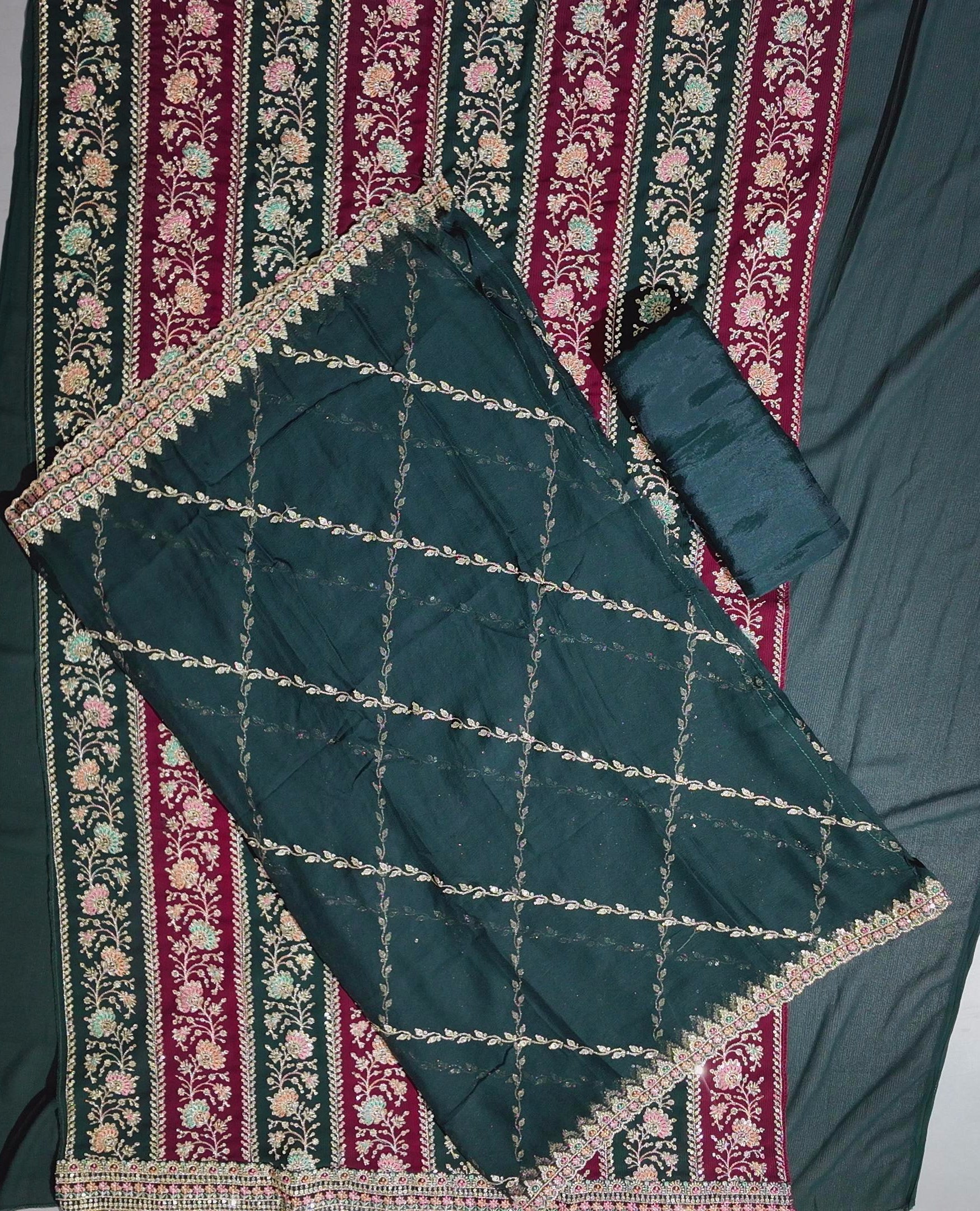 Festive Blossom: Enchanting Embroidered Unstitched Suit",