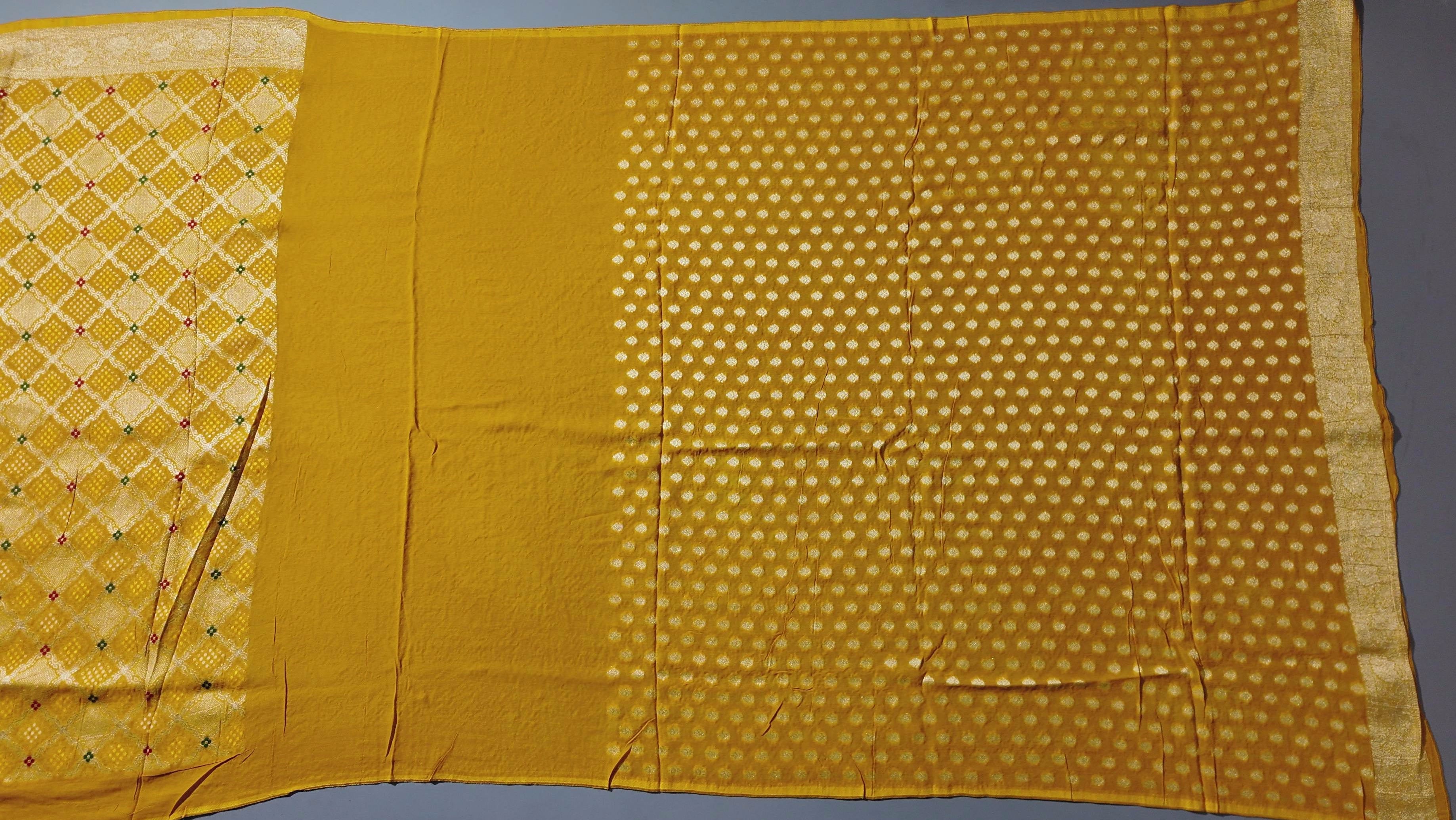 Golden Hues: Luxurious Brocade Unstitched Suit for Festive Flair",