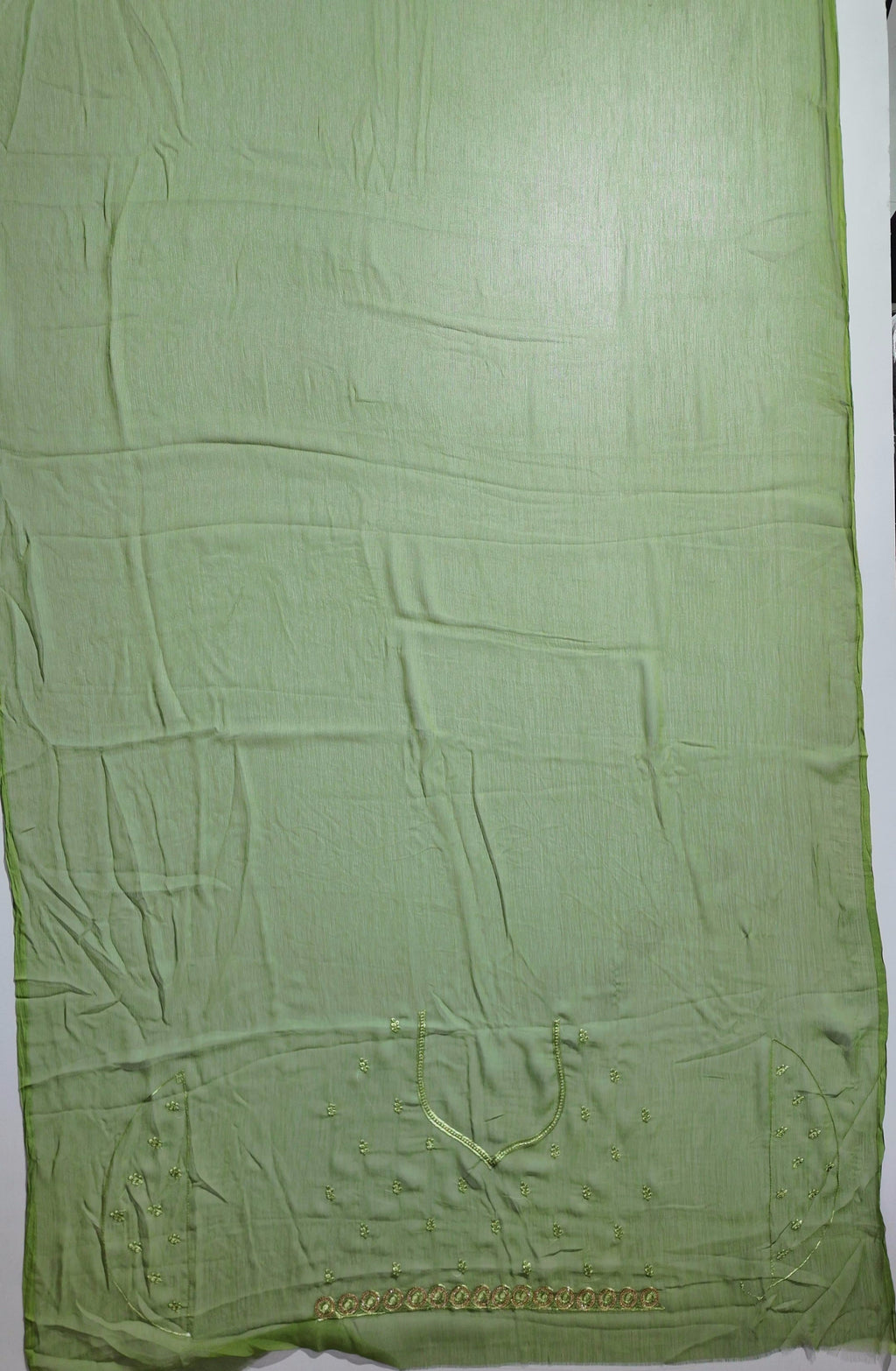 Lush Green Artistry: Handcrafted Unstitched Ensemble",