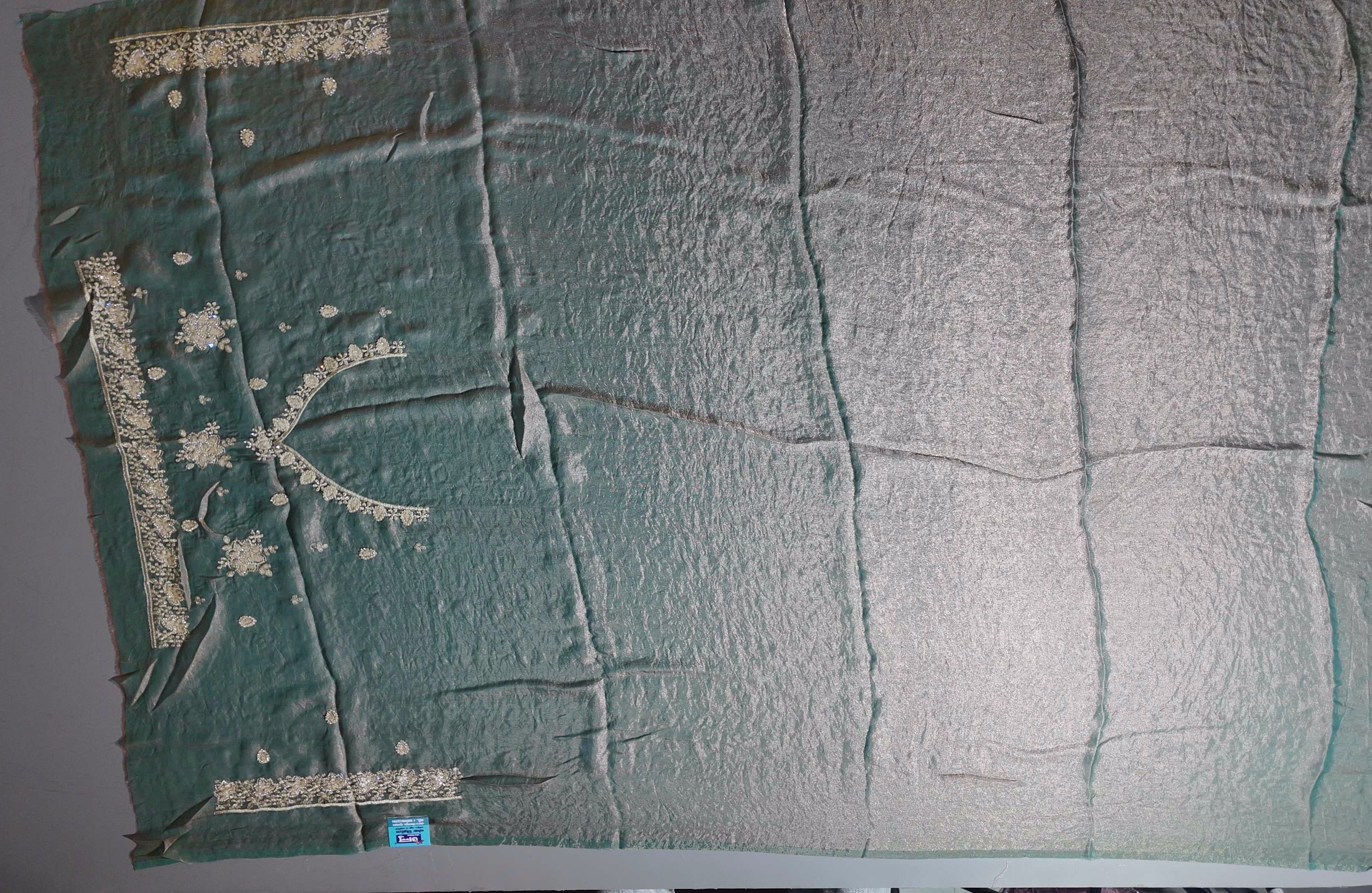 Opulent Green Saree with Exquisite Gold Embroidery",