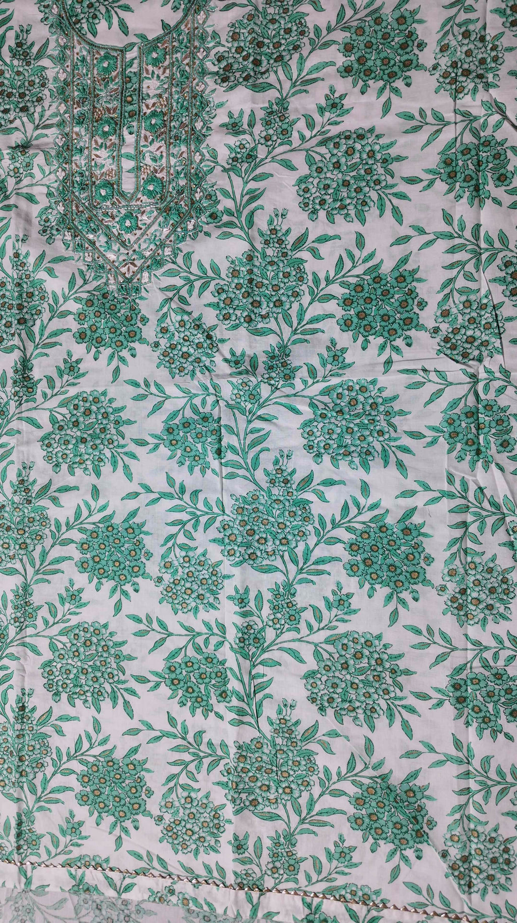 Floral Serenity Unstitched Suit: Effortless Grace in Green