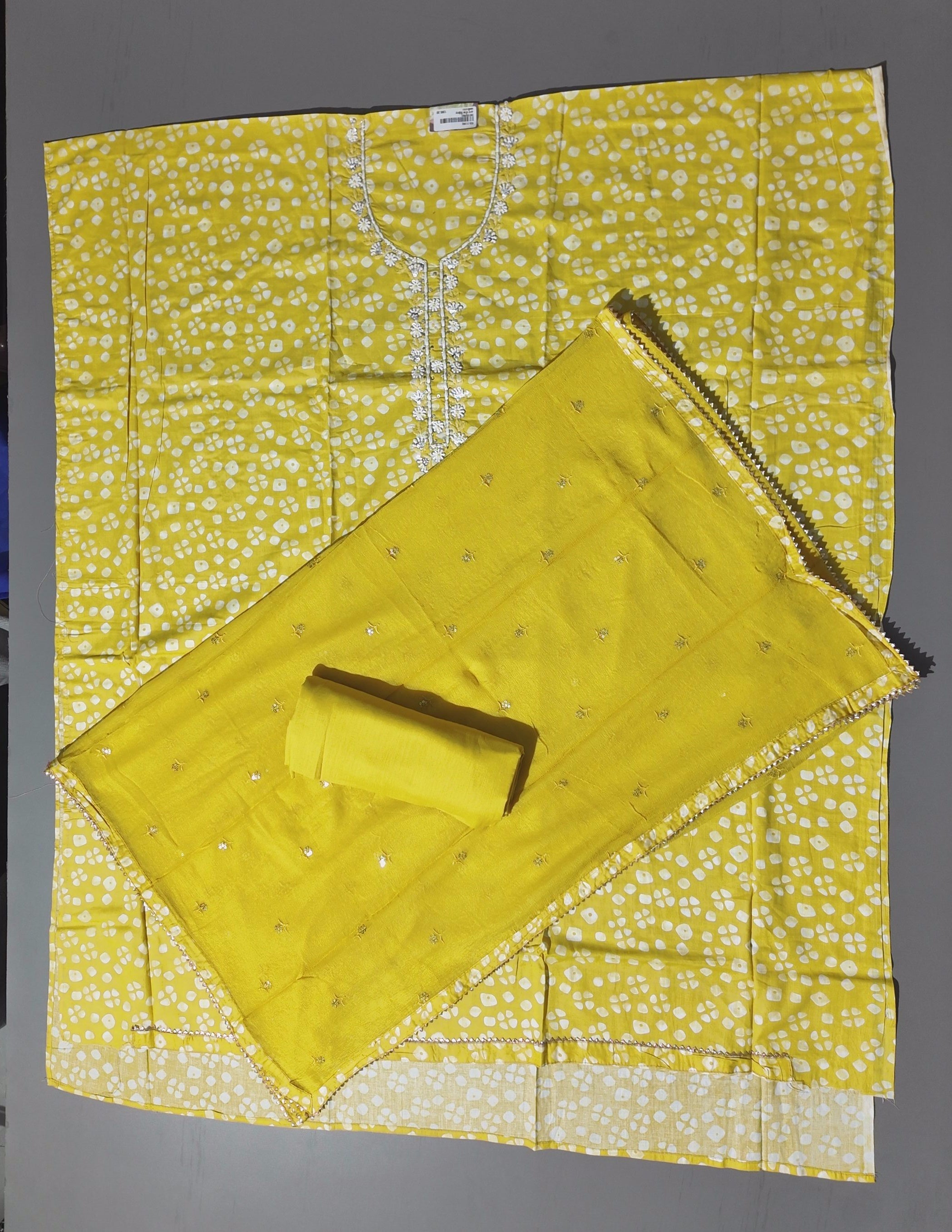 Sunlit Charm: Handcrafted Yellow Unstitched Suit",