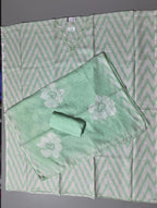 Timeless Charm: Mint Green Unstitched Suit with Embroidered Elegance