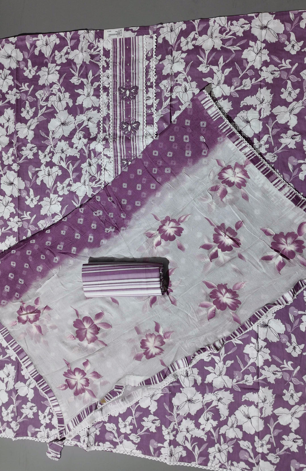 Vibrant Lavender Floral Unstitched Suit Set – Pure Comfort