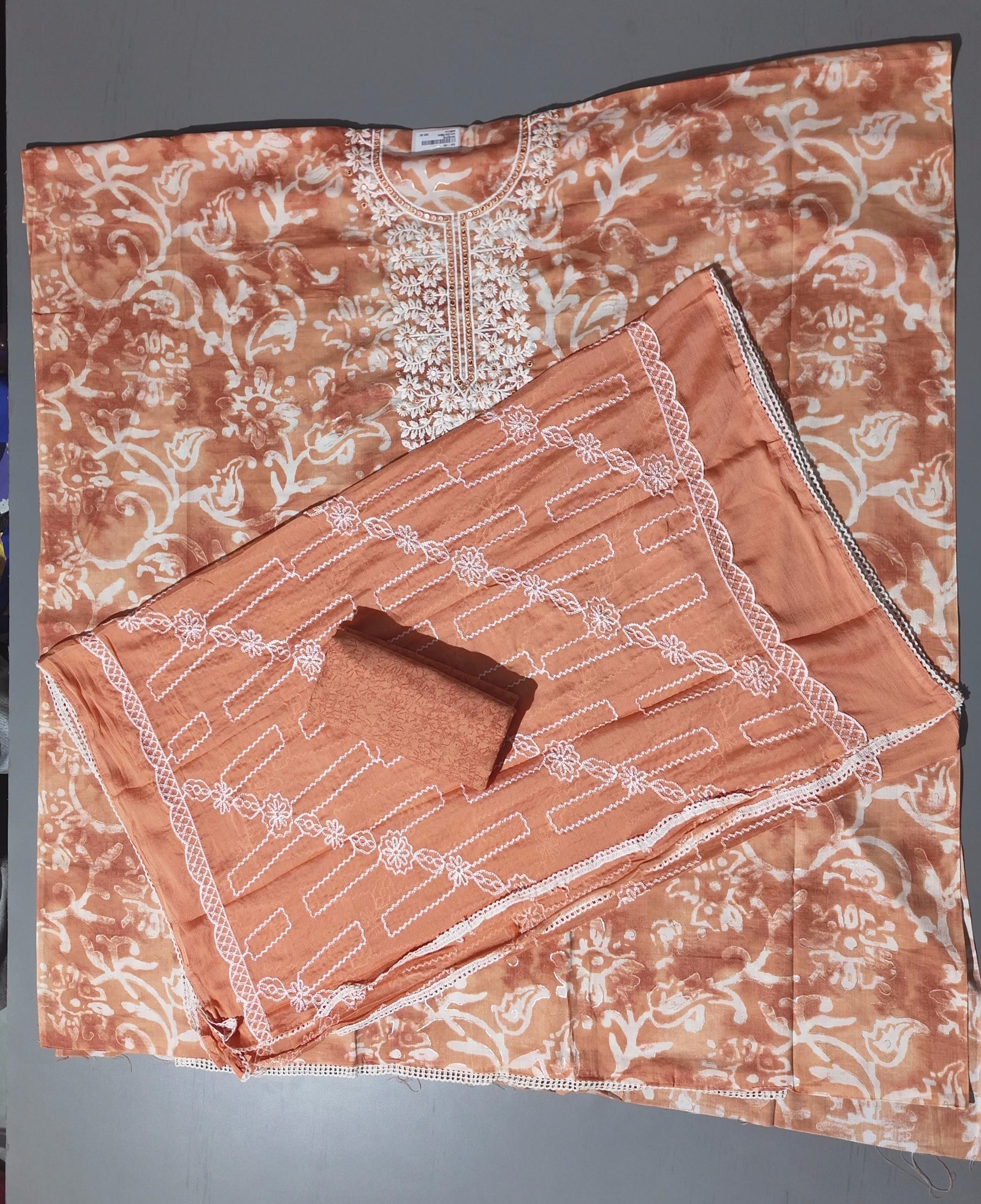 Charming Floral Embroidered Unstitched Suit - Festive Radiance",