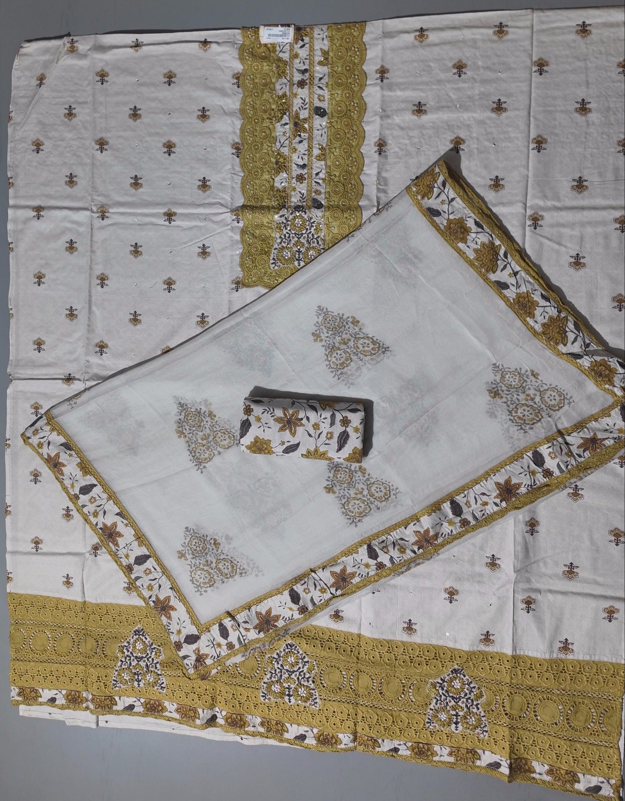 Radiant Gold Embroidered Unstitched Suit - Festive Delight",