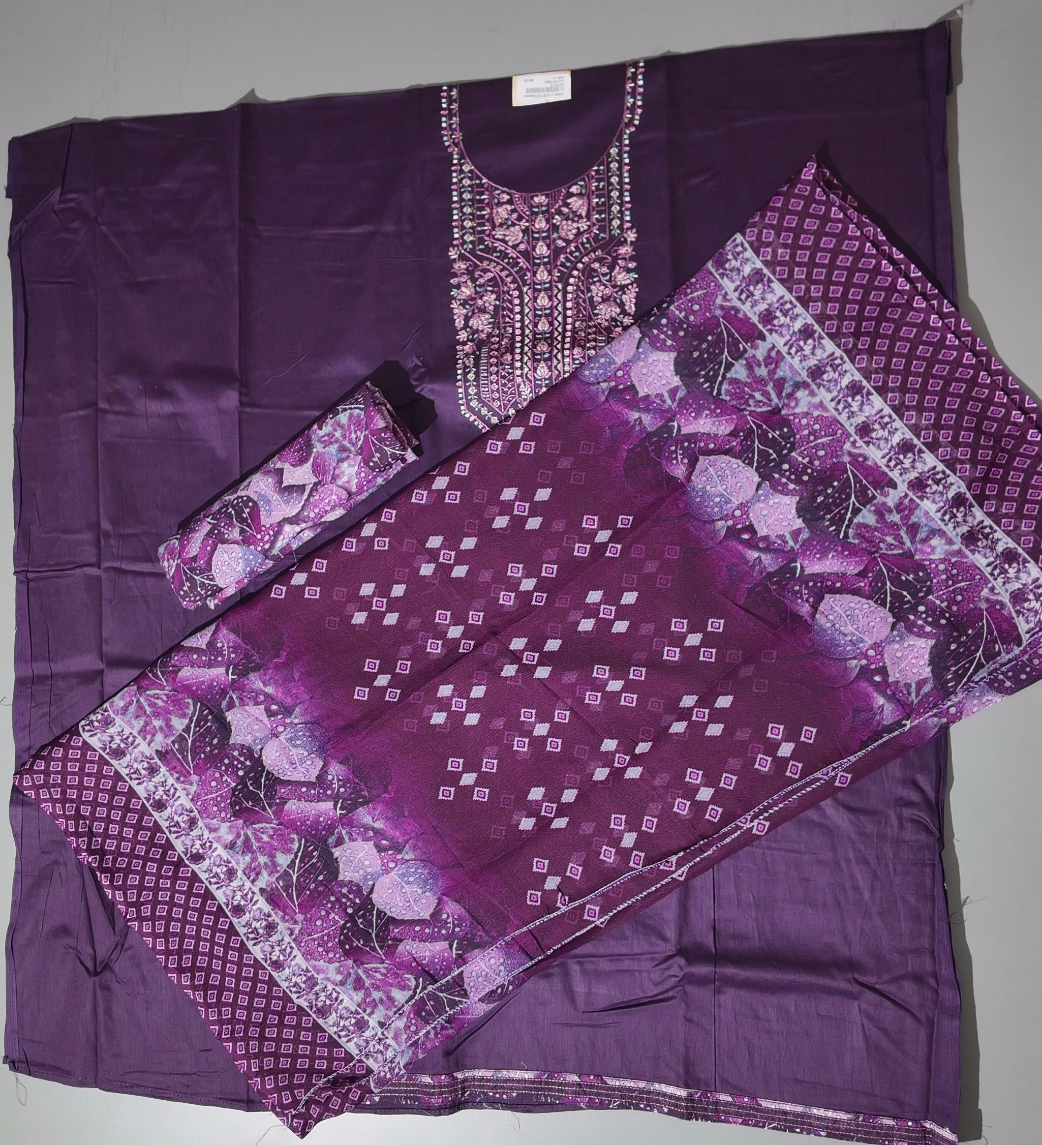 Regal Vine: Purple Embroidered Unstitched Suit