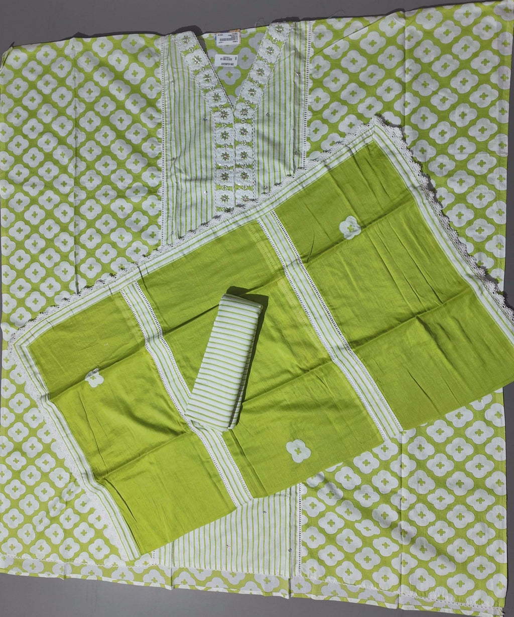 Lime Harmony: Comfort-Enhanced Unstitched Suit Set