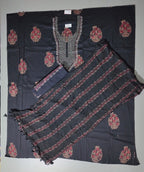 Festive Charisma: Unstitched Black Floral Splendor