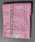 Zigzag Allure: Pink Chevron Unstitched Suit with Mirror Embellishments