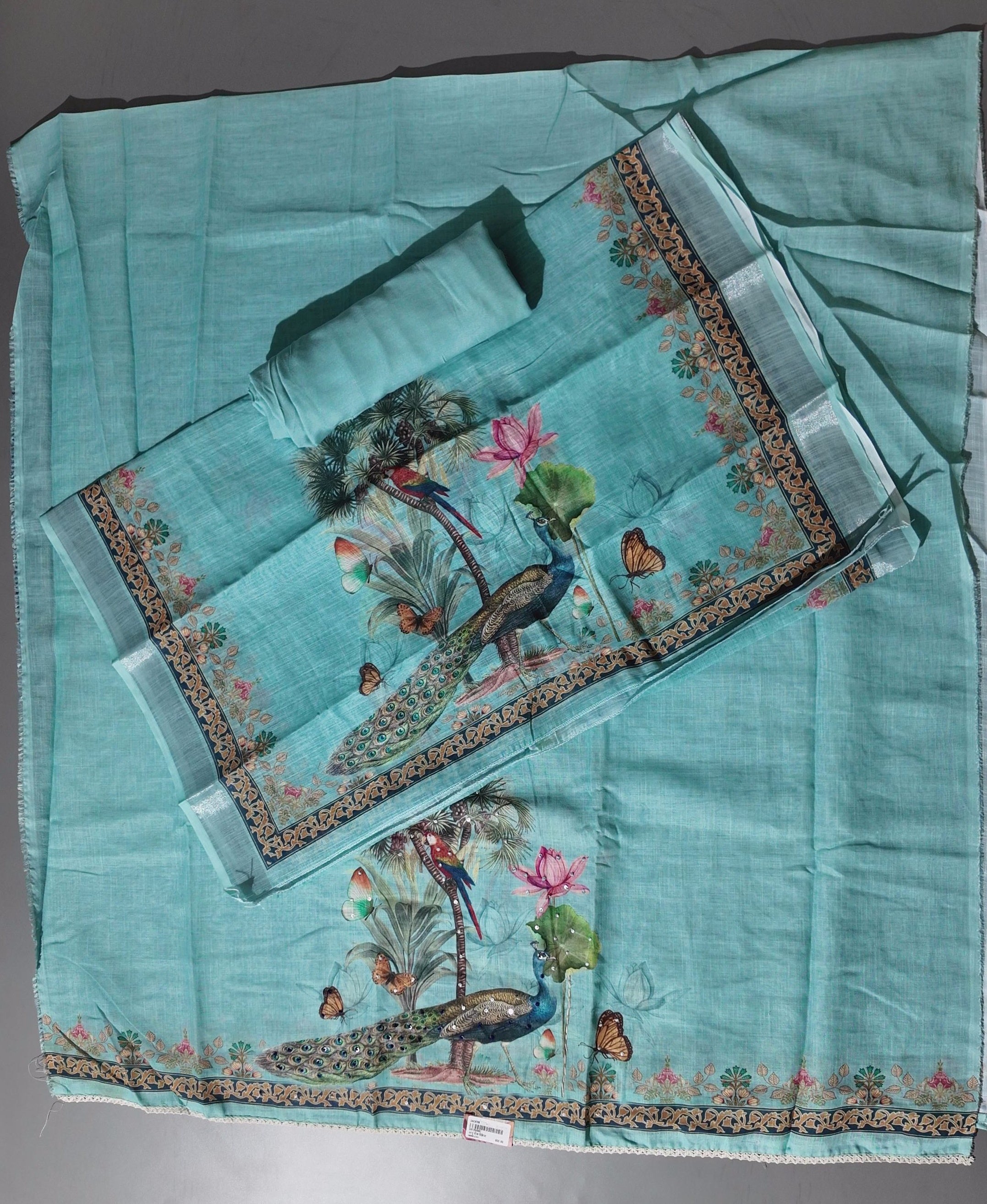 Exotic Paradise: Vibrant Wildlife Unstitched Suit Fabric