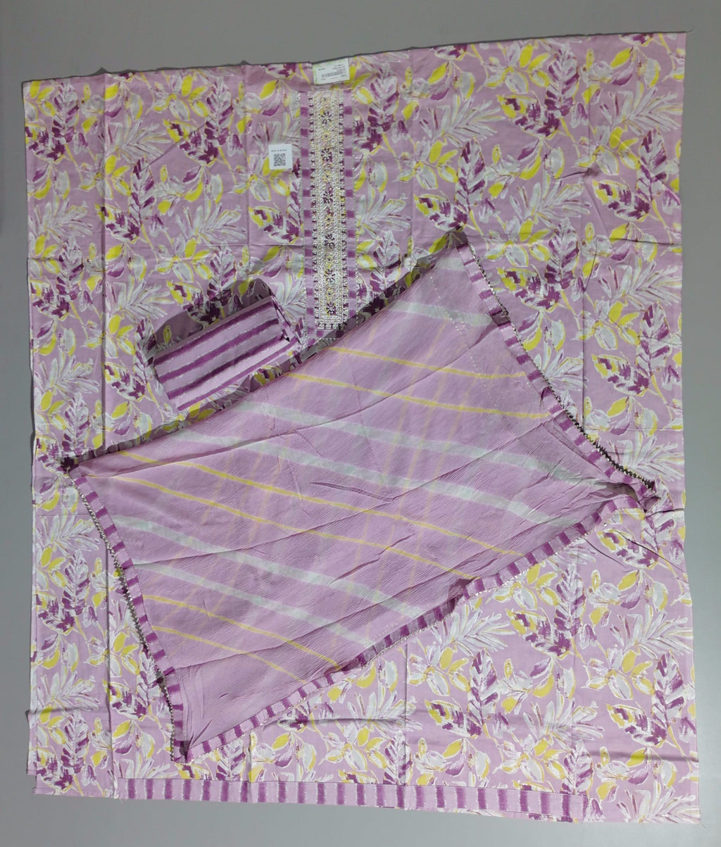 Lilac Blossom Unstitched Suit with Intricate Embroidery