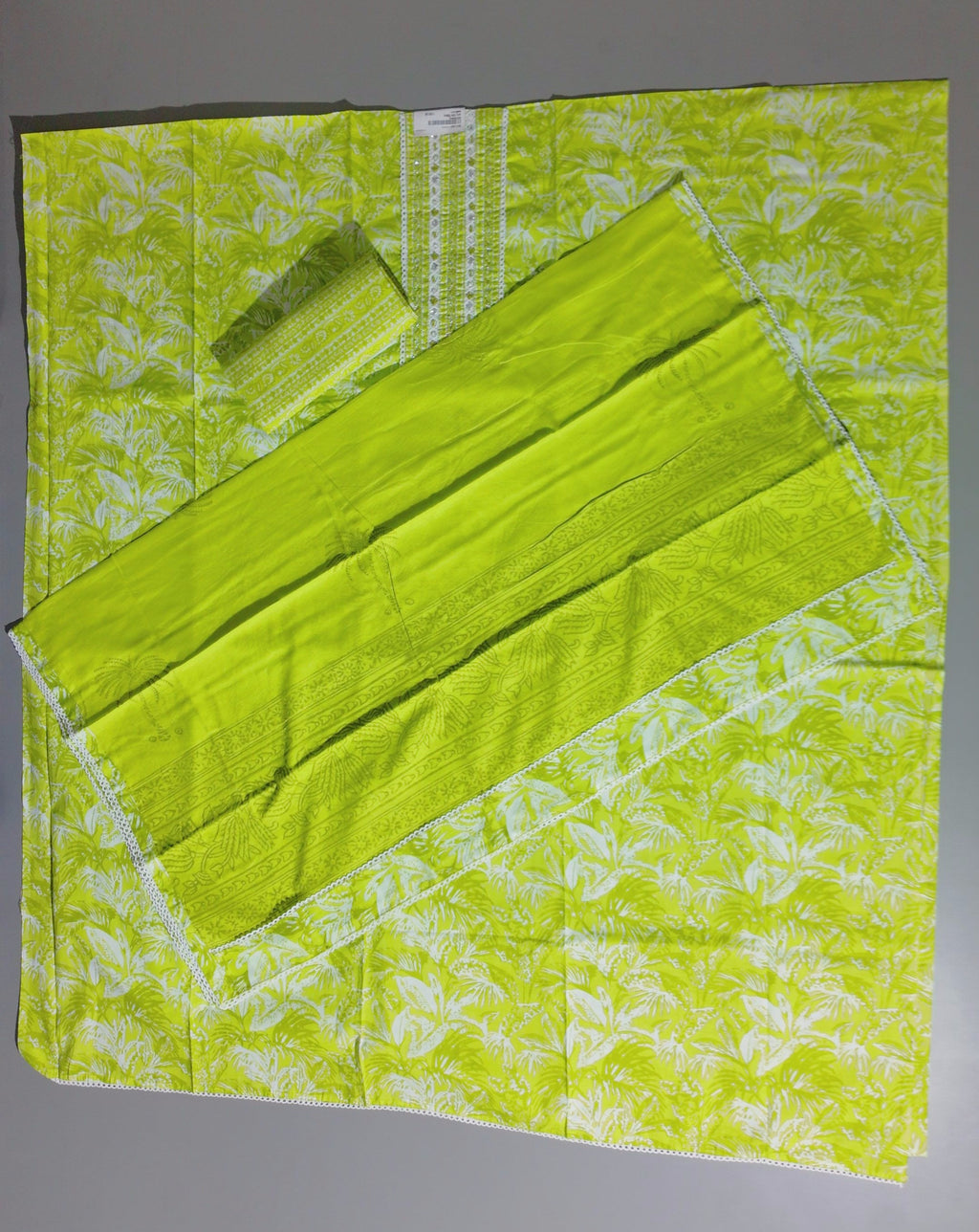 Lime Radiance: Tropical Unstitched Suit Canvas