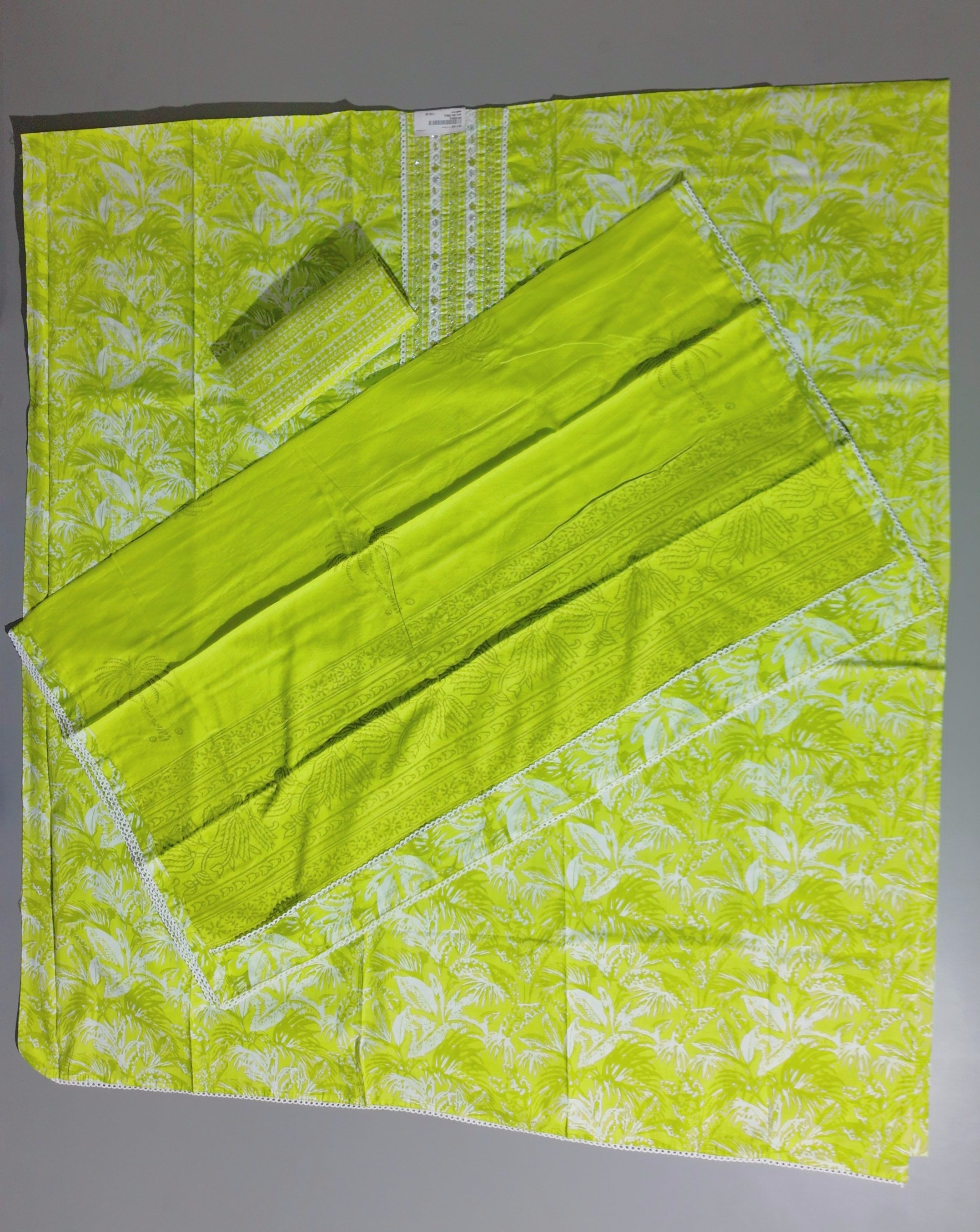 Lime Radiance: Tropical Unstitched Suit Canvas