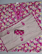Vibrant Fuchsia Blossom Unstitched Suit Set