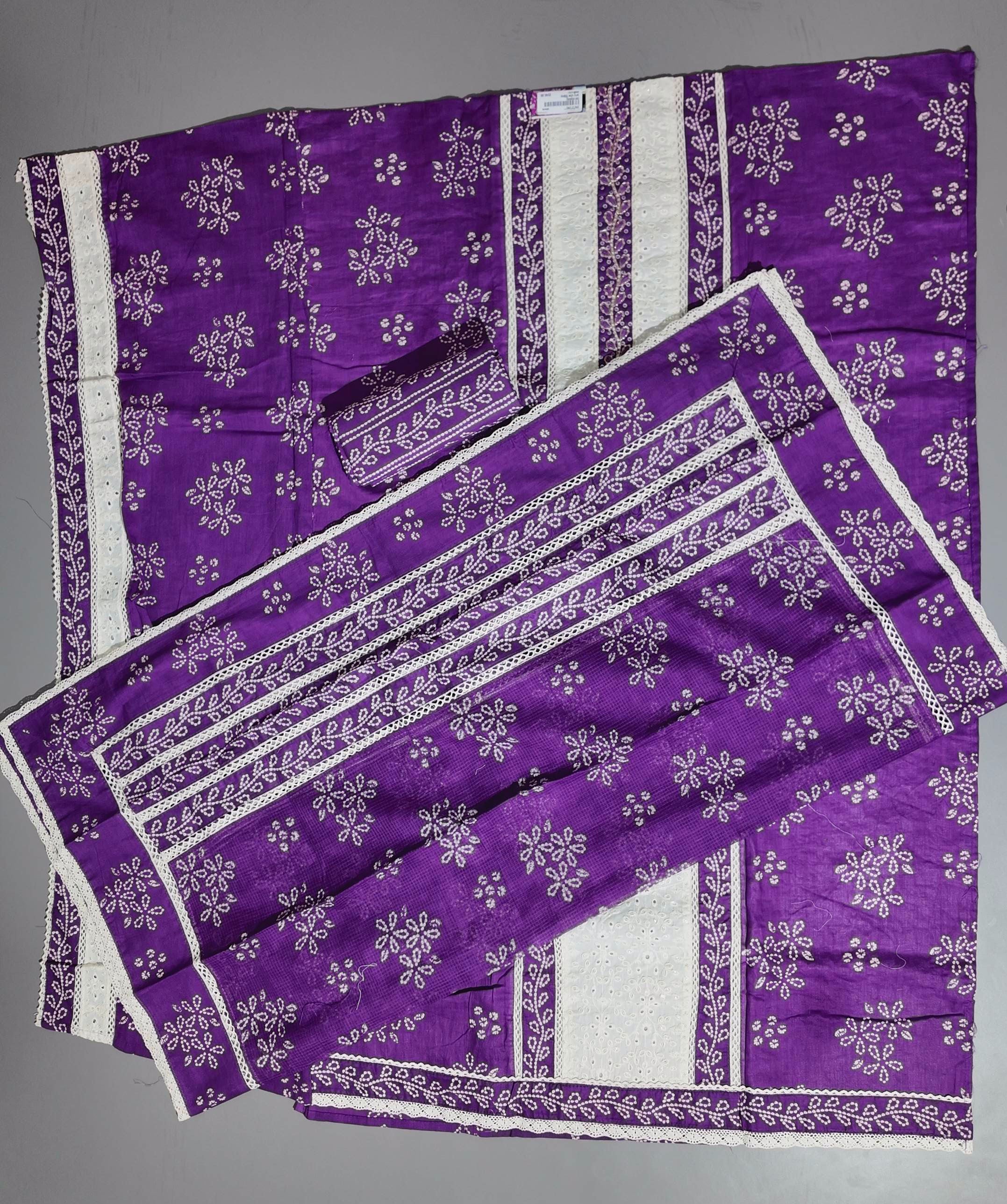Majestic Violet & Ivory Unstitched Suit with Delicate Embroidery