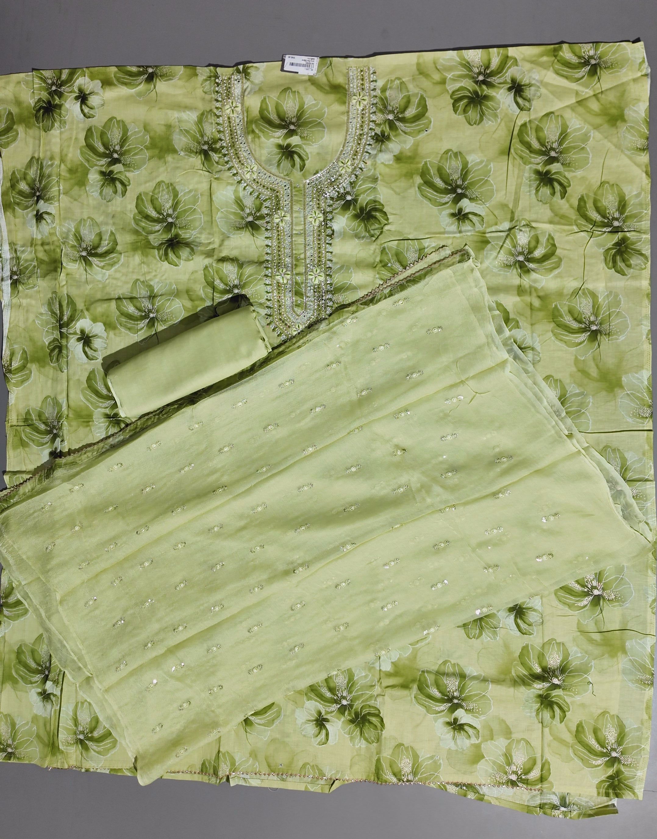 Serenity Bloom Unstitched Suit - Ethereal Green Canvas
