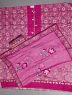 Radiant Magenta Unstitched Suit with Exquisite Lace and Beadwork