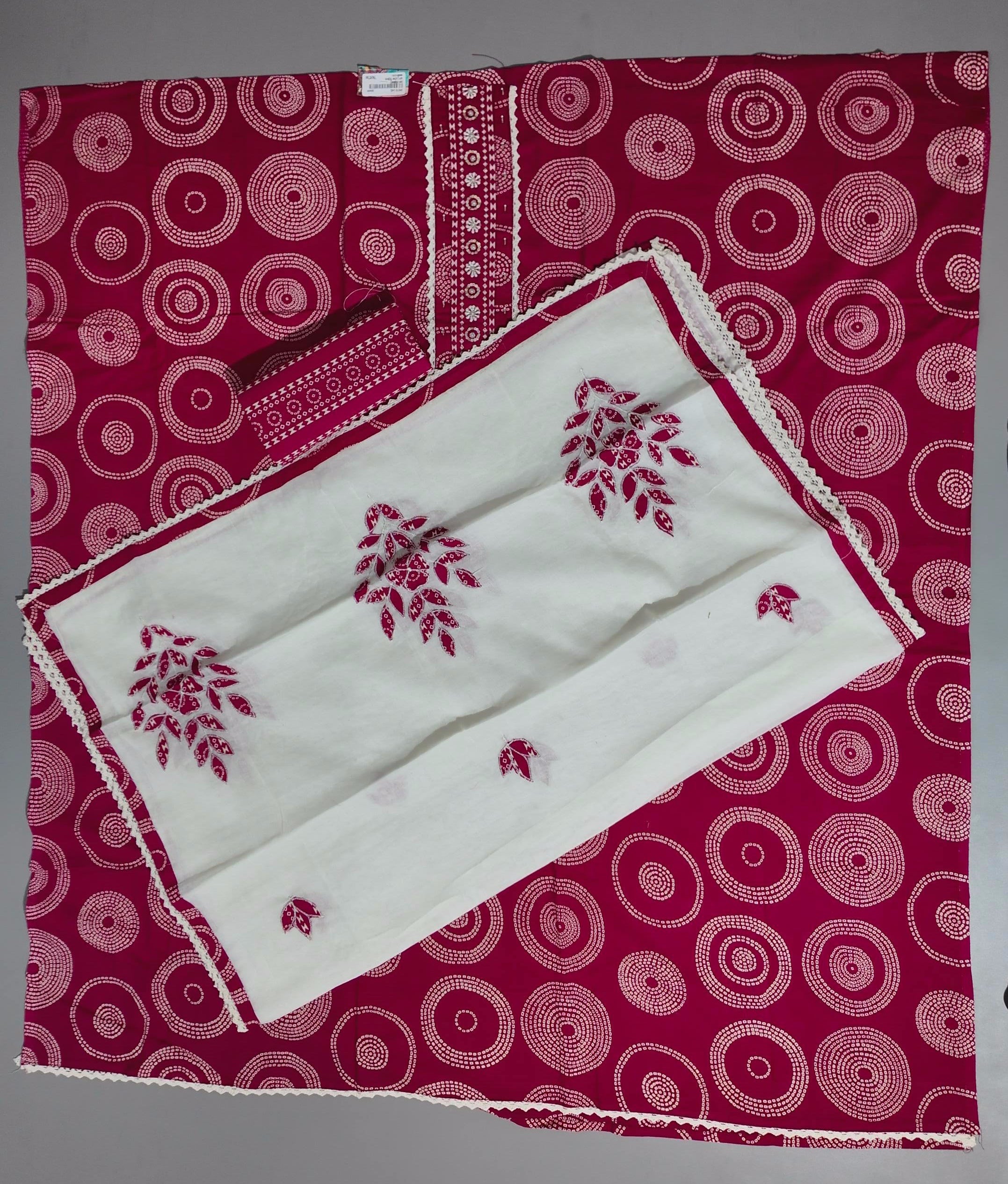 Crimson Whirl: Artistic Unstitched Suit for Celebrations