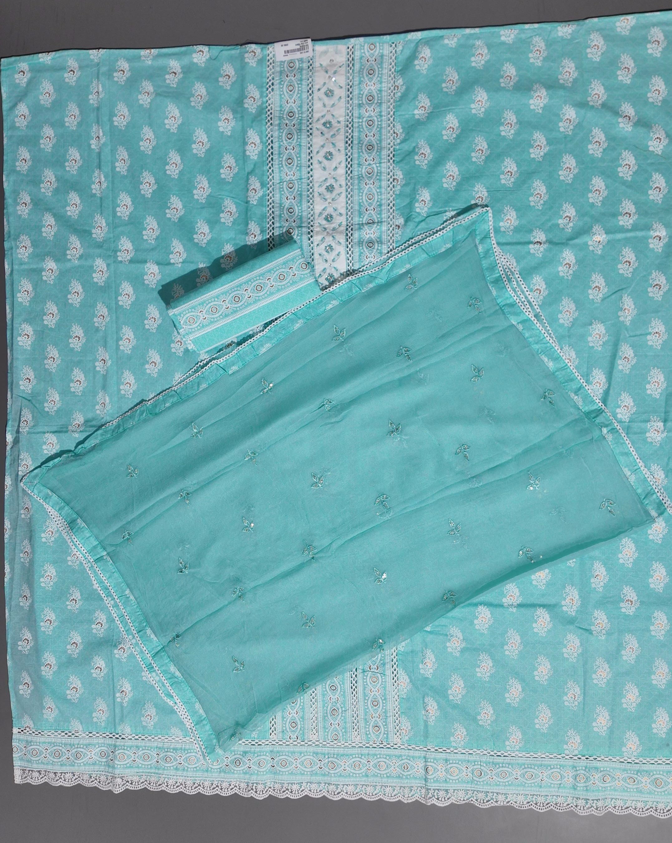 Aqua Glimpse: Enchanting Unstitched Suit for Timeless Grace
