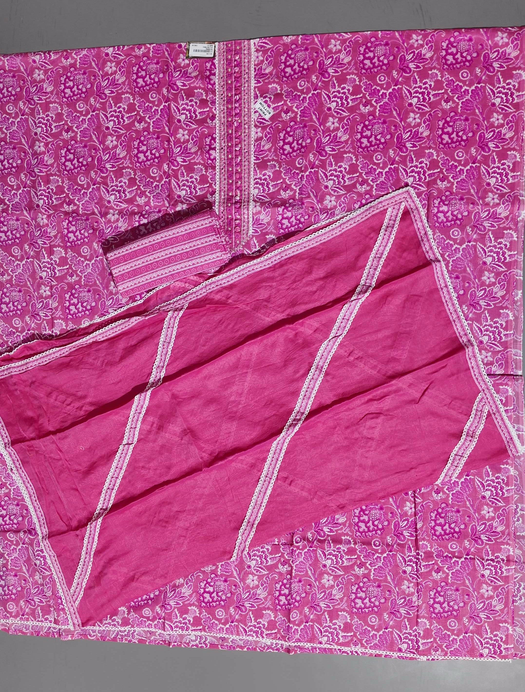 Vibrant Floral Unstitched Suit - Perfect for Festive Galas",