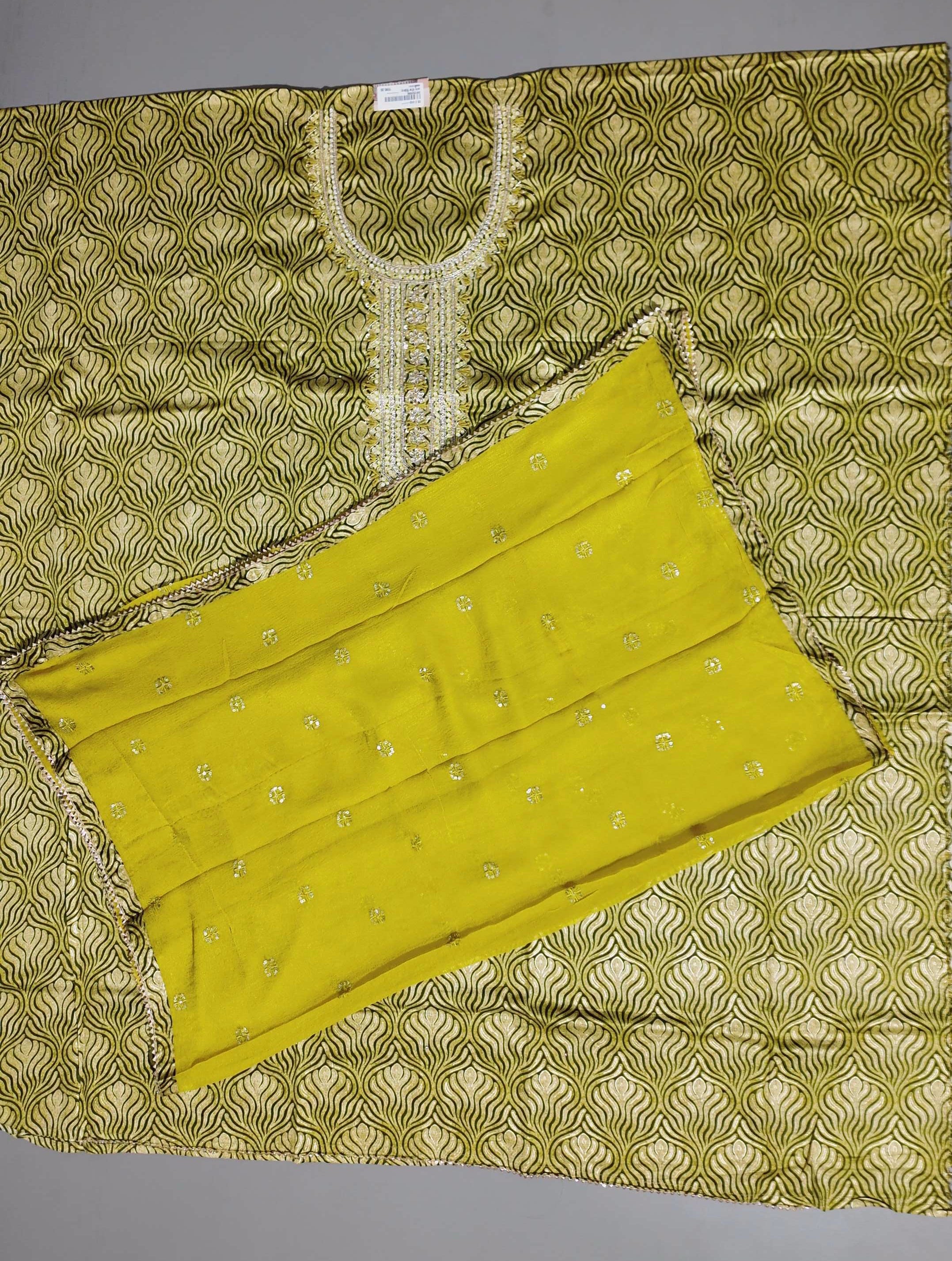 Luxe Radiance Unstitched Suit with Opulent Gold Pattern