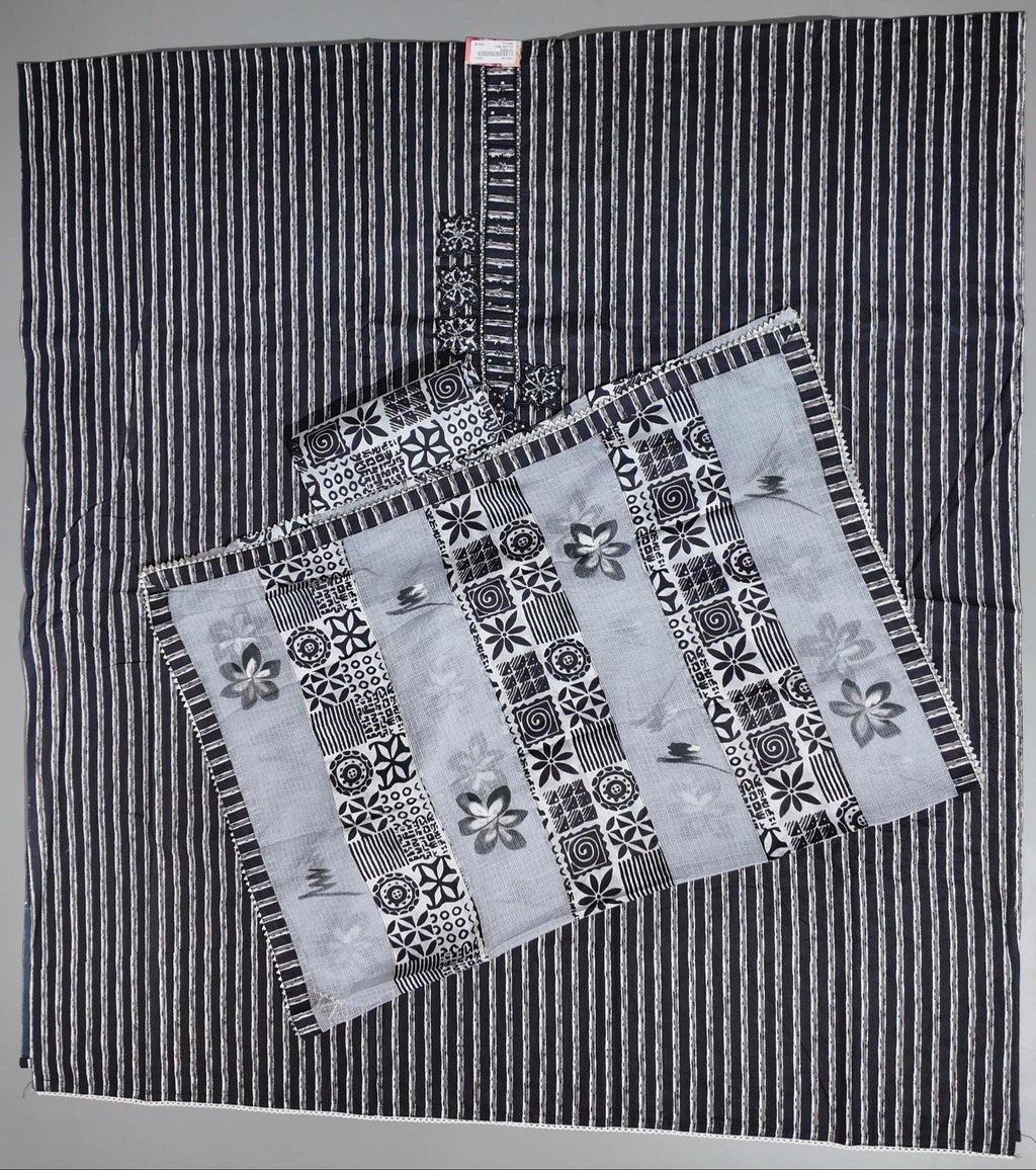 Midnight Stripes: Artisan Black & White Unstitched Suit