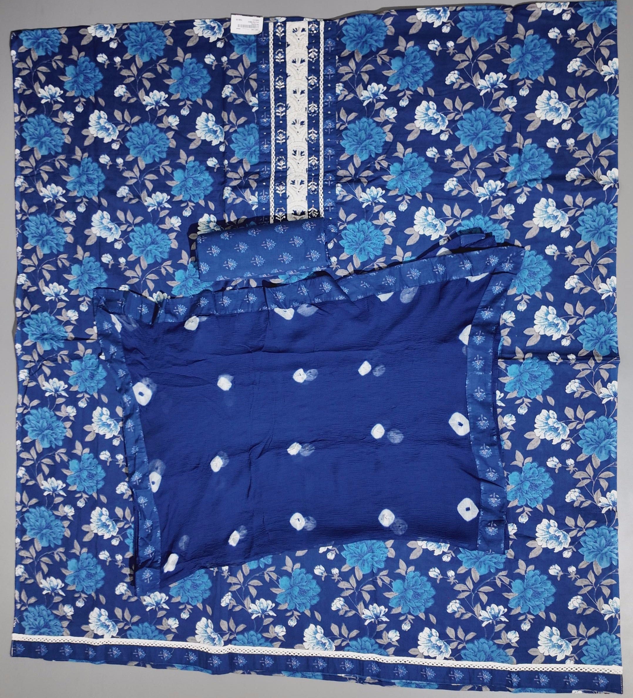 Azure Blossom Unstitched Suit: Craft Your Style