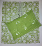 Vibrant Green Chevron & Floral Unstitched Suit
