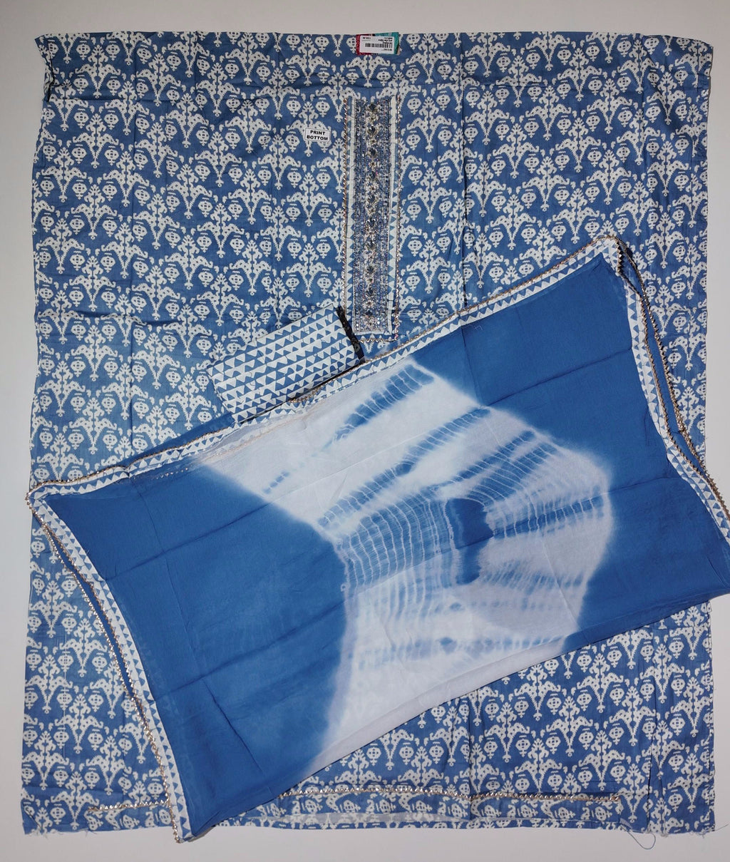 Artisanal Indigo Tapestry Unstitched Suit Fabric