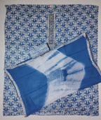 Artisanal Indigo Tapestry Unstitched Suit Fabric