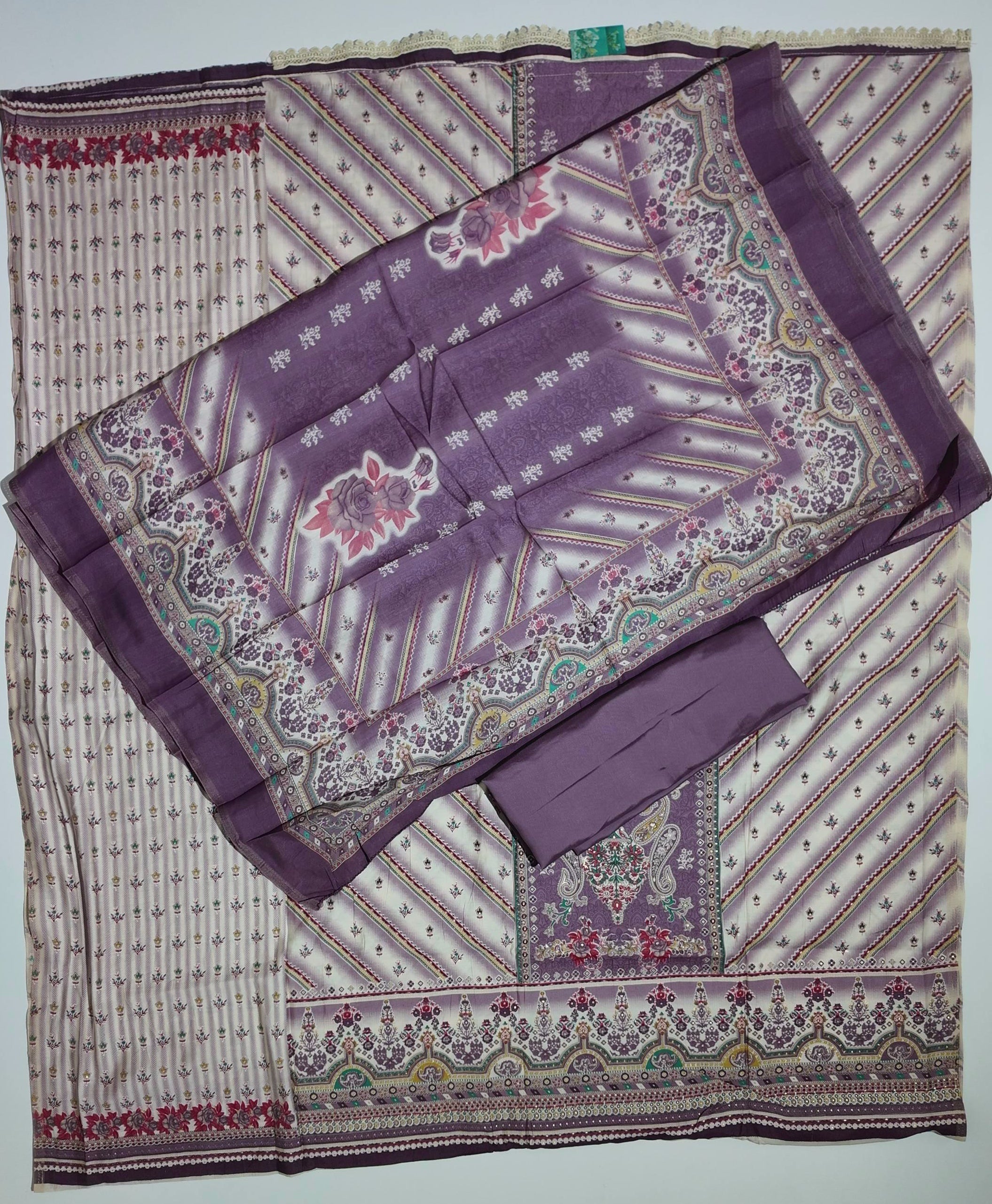 Opulent Paisley Paradise Unstitched Silk Suit - Festive Aura",