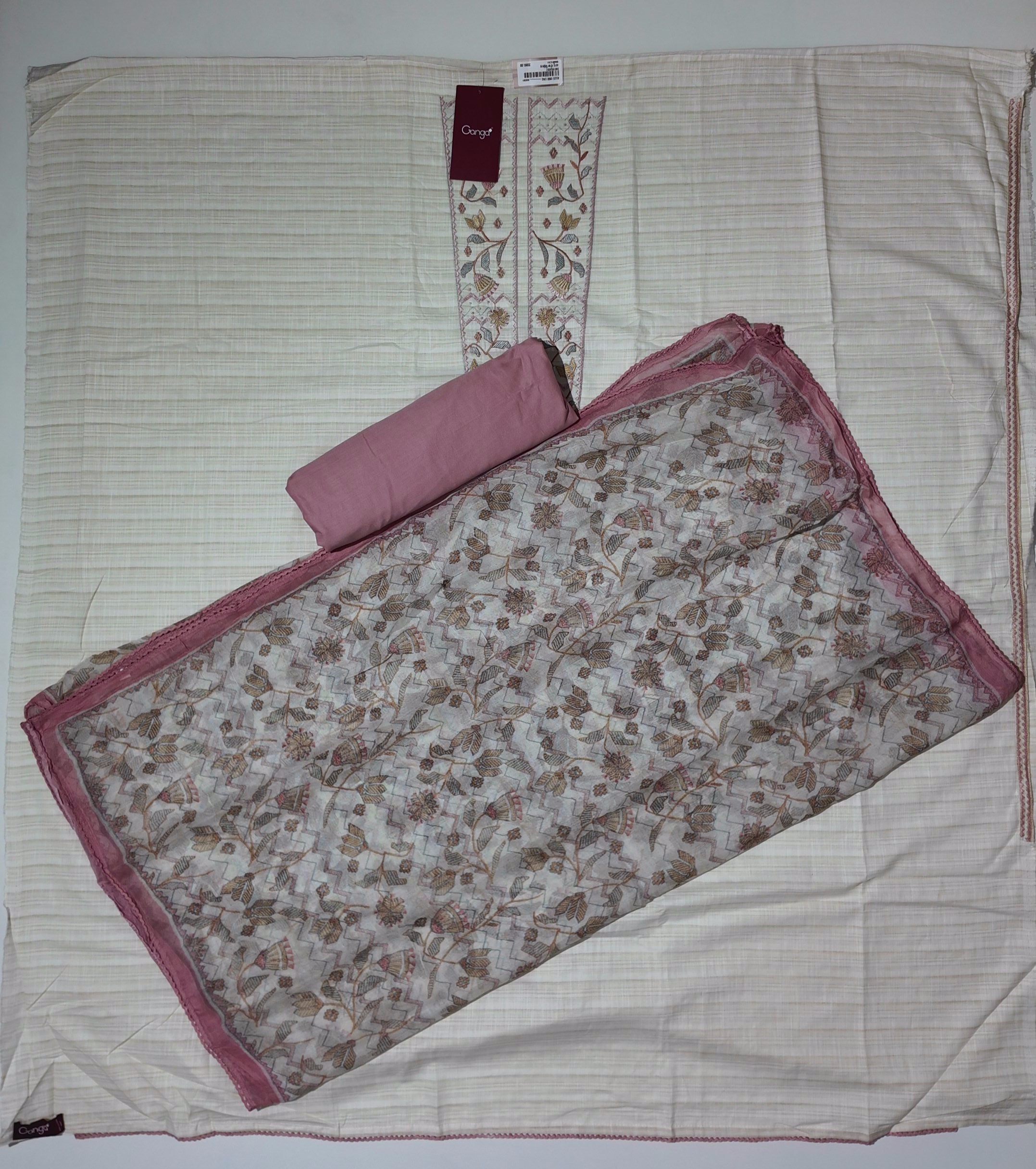 Floral Festive Charm: Unstitched Embroidered Suit",