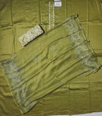 Olive Green Unstitched Suit with Intricate Embroidery