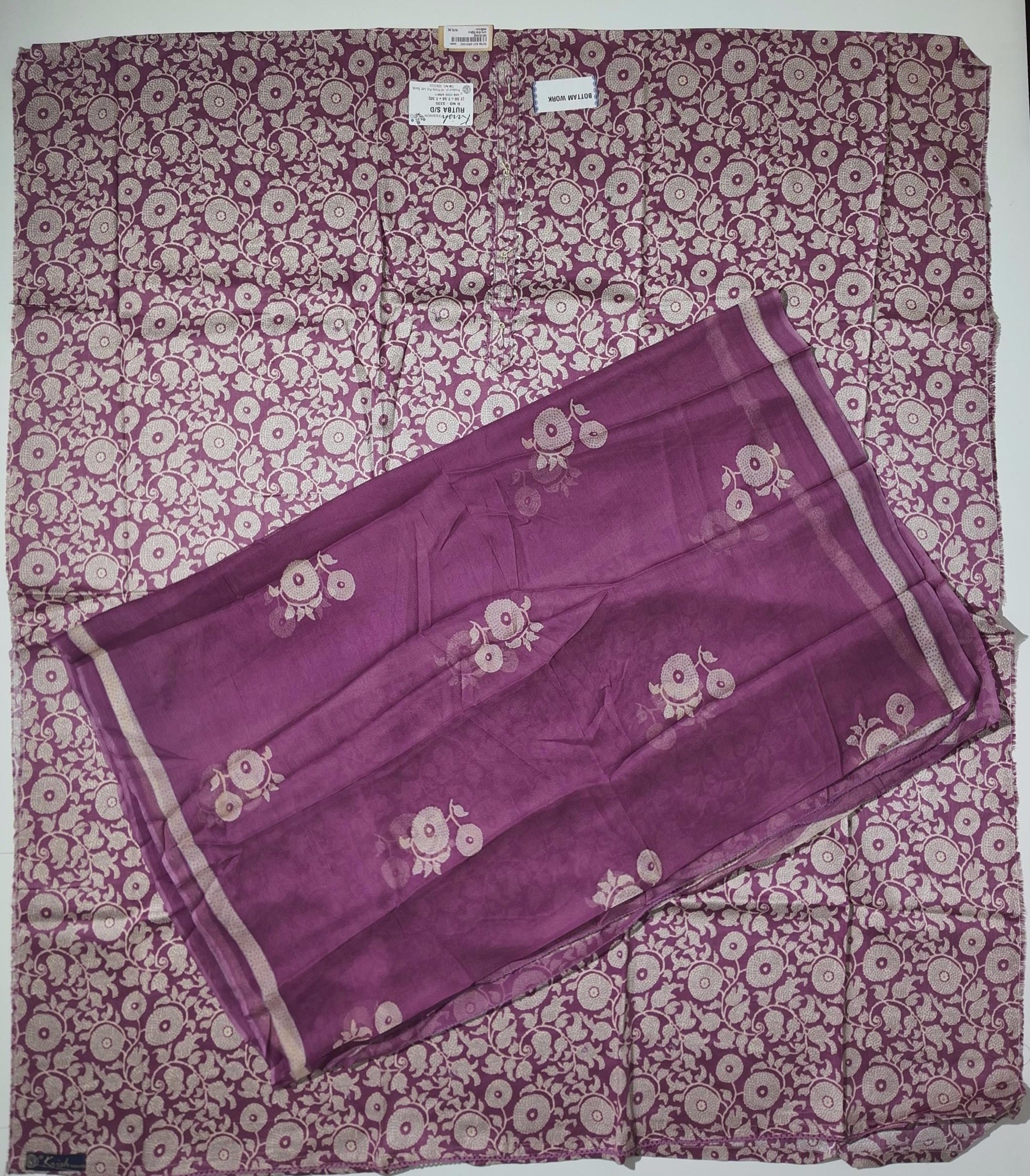 Artisan Crafted Floral Unstitched Suit in Rich Maroon