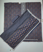 Midnight Blossom Unstitched Suit with Intricate Embroidery
