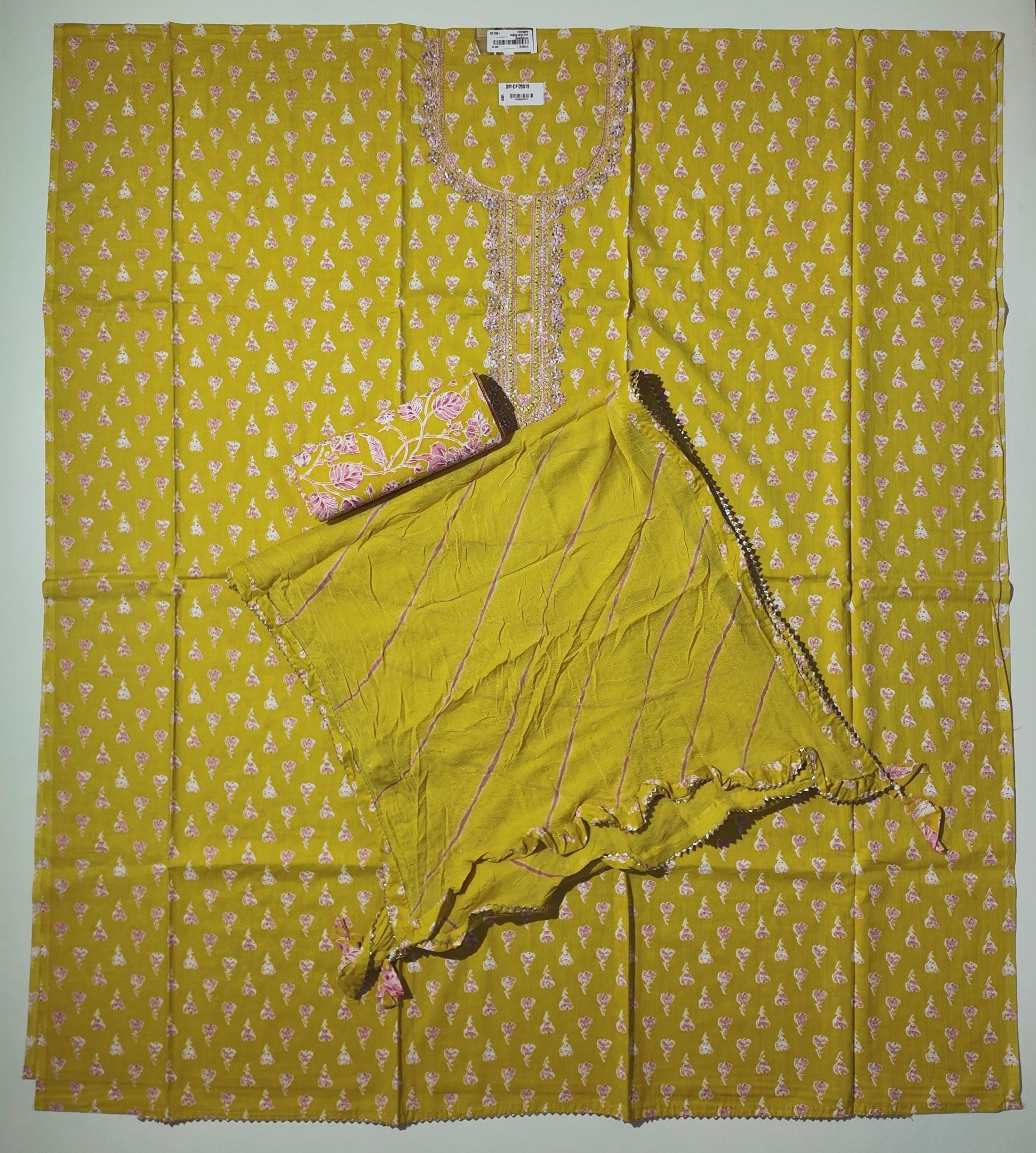 Graceful Blossom Unstitched Suit in Sunlit Mustard