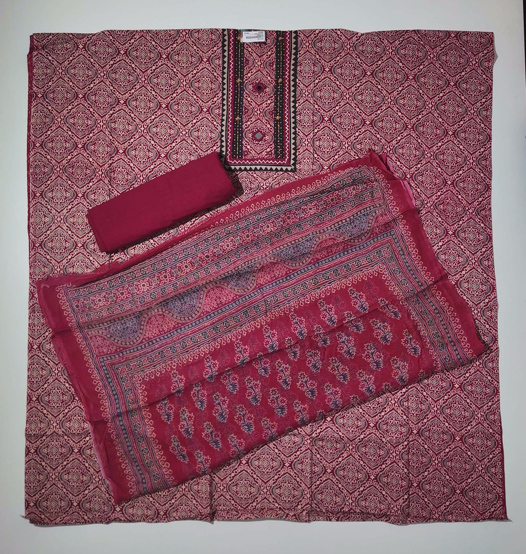 Vibrant Festive Flair: Unstitched Ethnic Suit for Celebrations",